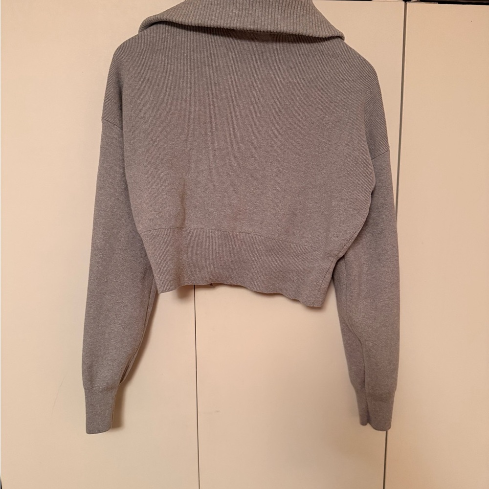 ALO Yoga Scholar Knit Cropped Full Zip Jacket Small Heather Grey - Picture 5 of 7